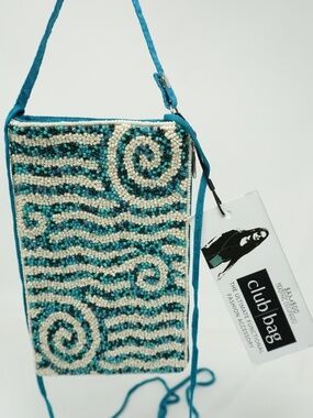 NEW Bamboo Trading Company Hand Beaded Crossbody Wristlet Purse